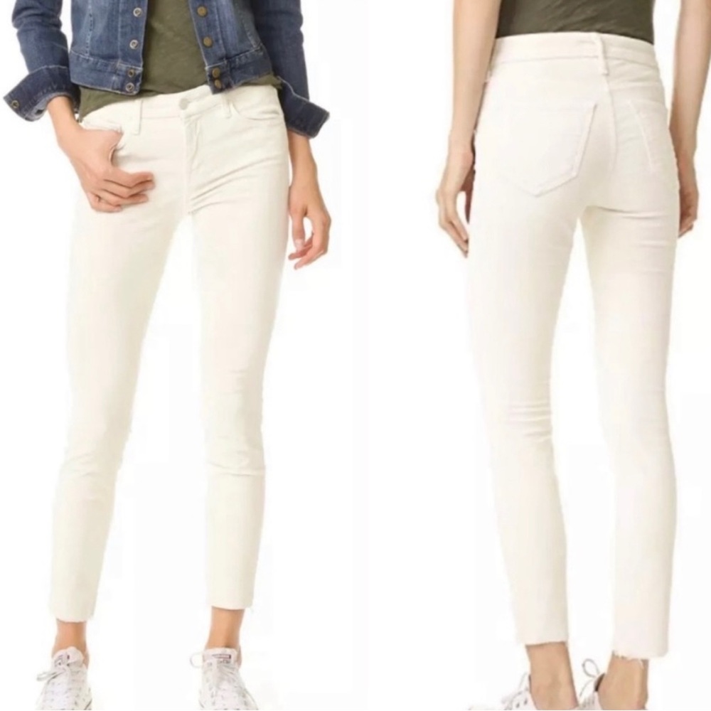 MOTHER Cream Ankle Crop Skinny Jeans